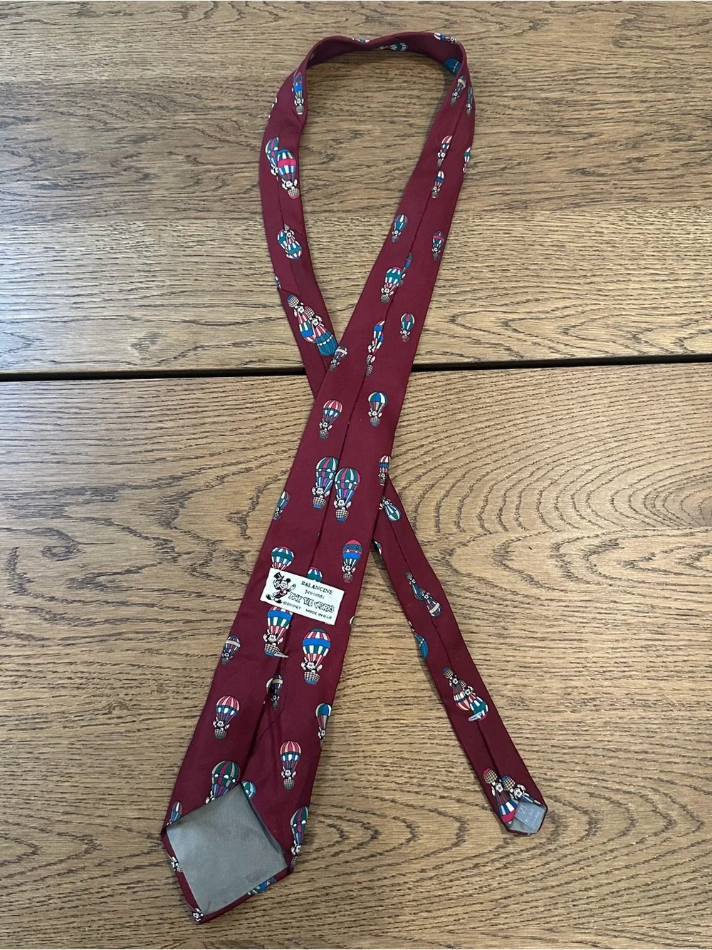 Vintage Disney Mickey Mouse Hot Air Balloon Necktie The Tie Works 100% Silk